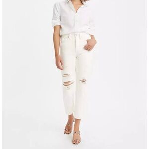 NEW Levi’s Wedgie White Distressed Straight Leg Denim Jeans Women’s Size 27